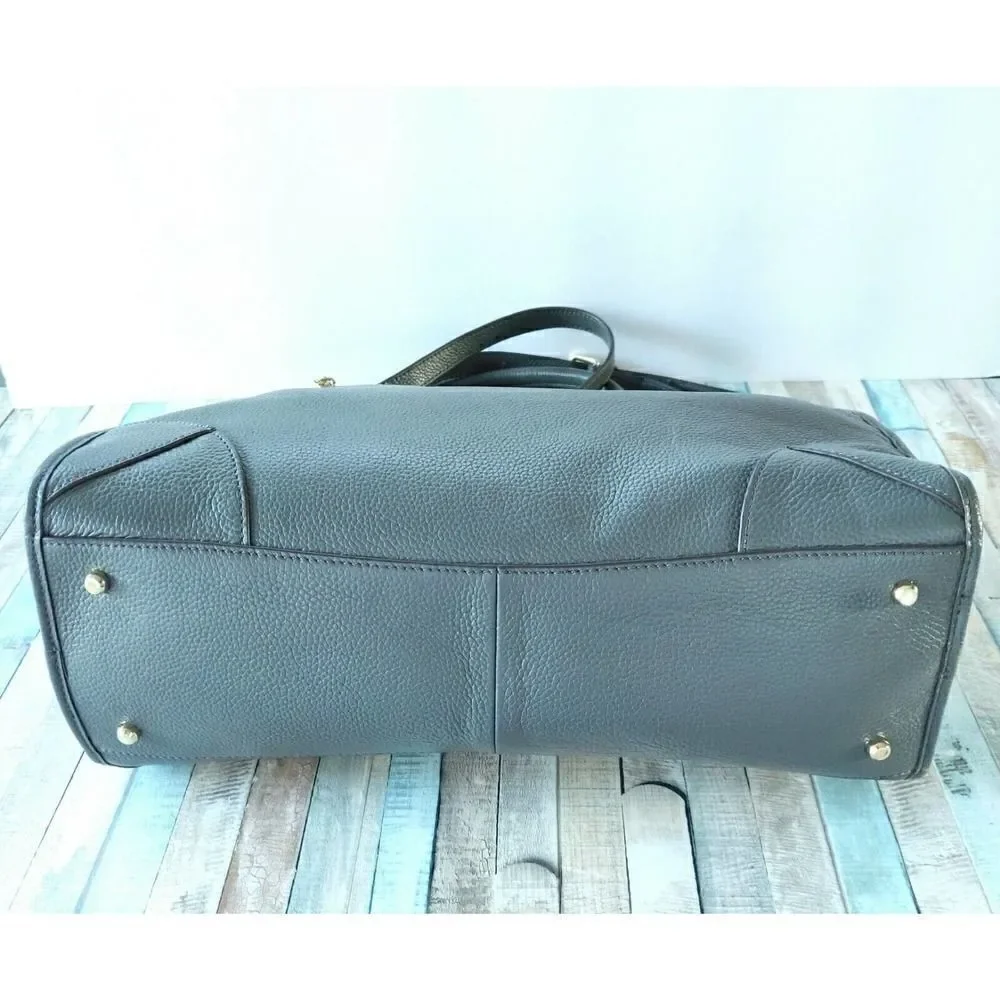 NWOT NUCIANO GRAY GENUINE LEATHER TWO WAYS SATCHEL SHOULDER BAG HANDBAG PURSE